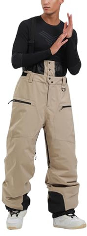 Snowboardhose Herren Ski Anzug Männer Snowboard Hose Männer Baggy Ski Pants Skihose Herren Wasserdicht Baggy Skihose Ski Pants Men Skihosen für Herren Skihose Herren Hosenträger Skihose Khaki XL