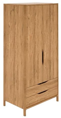 Lomadox Kleiderschrank Schlafzimmerschrank, Wildeiche massiv geölt, montierte Lieferung, Massivholz/Echtholz, B/H/T ca. 95/188/60 cm