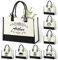 HLCYANYA Bolsa de Lona Personalizada con Inicial, Bolsa de Compras Reutilizable de Gran Capacidad Personalizada, Adecuada para Playa, Vacaciones, Cumpleaños, Regalos de Boda