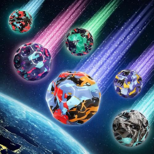 6PCS High Bounce Hole Ball, Hohe Springender Gummiball, Spielzeug Planeten Hüpfbälle, Bouncing Ball Springball für Kinder