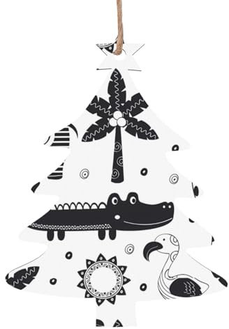 Christmas Wooden Ornaments For Tree Decoration Jungle Animals Hanging Bauble Home Decor (Christmas Tree Shape)