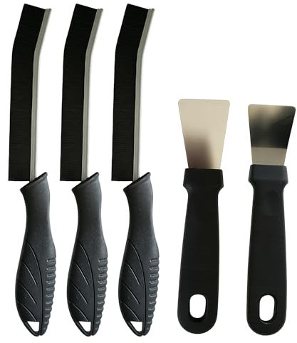 Bonny*D 5 Pezzi Spazzole Per Pulire(3pcs), Raschietto(2pcs), Spazzola Pulizia Casa Setole Durevoli, Pulisci Fughe Pavimenti, Spazzola Per Fughe, Spazzola Pulizia Fessure Per Zone Difficili