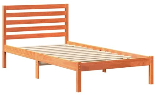 vidaXL Bettgestell Wachsbraun 80 x 200 cm Massivholz Kiefer, Moderner Kiefernholz Plattformbett, Stabiler Rahmen für Matratze, minimalistisches Design, modernes Schlafzimmermöbel