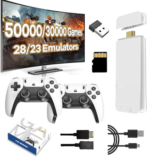 Console de jeu rétro M15, plus de 20 000 jeux intégrés, clé de jeu vidéo sans fil HDMI 4K Plug and Play avec 2 manettes de jeu sans fil, 64 Go à 20 000 jeux