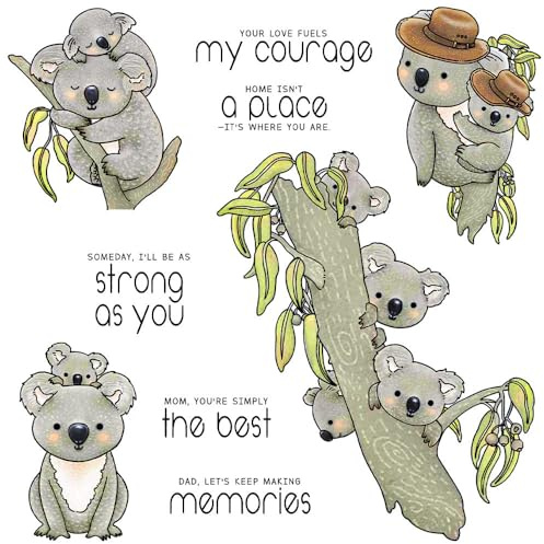 Haione Koala Family Clear Stamps for DIY Scrapbooking Card Making Photo Album Silicone Stamps Seals for Journals Decorative