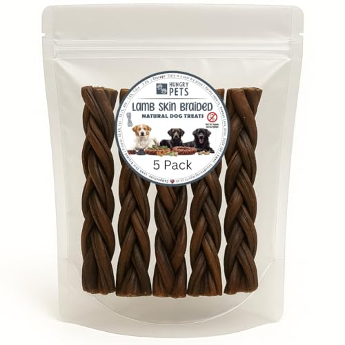Hungry Pets Lamb Skin Braided 15cm 5 Pack – Natural Dog Treats Chews, Grain Free, Hypoallergenic