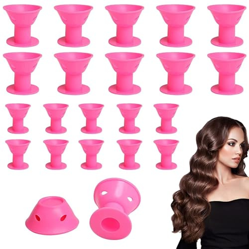 Lockenwickler-Set ohne Hitze, 40 Stück, einschließlich großer und kleiner weicher Overnight Lockenwickler für Frauen und Kinder (Rosa)
