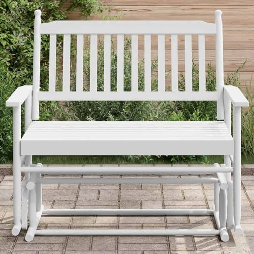 Mokuyary Schaukelbank Weiß 118x70x104,5 cm Massivholz Pappel Sitzbank Parkbank, Balkonbank Outdoor Bank für Garten Terrasse Balkon