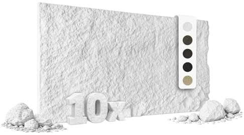 HEXIM Steinoptik Felsen Platten 10 Stück 120x60cm PU Wandverkleidung 7,3 m² 3D Paneele Bruchstein Stone Dekor Wandpaneele Wanddeko Steinplatte Felswand Wohnzimmer Innenwand weiß (A002-01 White)