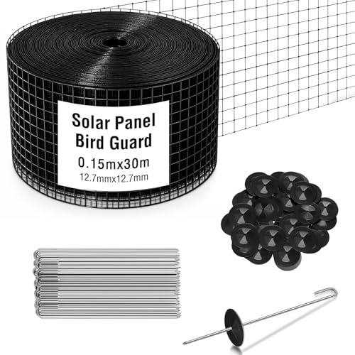 SEEVI 6in*100in Solar Panel Bird Guard, PVC Coated Galvanized Solar Proofing Bird Mesh with 70 Fastener Clips- Roof Pigeon and Bird Proofing Protection