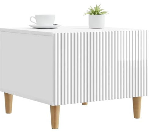 vidaXL Couchtisch Hochglanz Weiß 49 x 50 x 40 cm Holzwerkstoff, Couchtisch, platzsparendes Design, rechteckig im Vintage-Stil, aus hochwertigem Holz, ideal für Moderne Wohnungen, praktisch