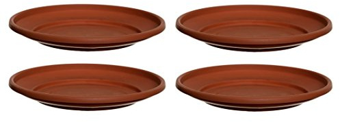 4 x 32cm Plant Pot Saucers Large Venetian Terracotta Colour Plastic Water Dish
