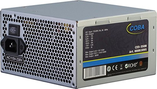 INTER-TECH Coba CES-350W 82+ ATX Netzteil 350W Luefter 120mm 1x PCI E 6+2 polig 3XS ATA 1x EPS 8 polig 1x FDD 2X HDD DVD Aktiv PFC