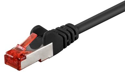 Goobay 92747 Câble CAT 6 Câble réseau Lan pour Gigabit Ethernet S-FTP Câble patch double blindage avec connecteur RJ45, 2 m, noir