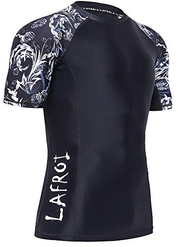 LAFROI Men's Short Sleeve UPF 50+ Baselayer Skins Compression Rash Guard (Vital, MD)