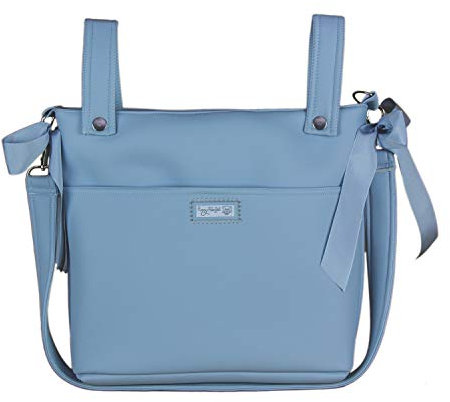 Bolso para Silla de Paseo - Talega para silla de Paseo Rosy Fuentes- Incluye Asa larga para el hombro, bolsillos interiores y Lazos - Limpieza Sencilla 0-azul empolvado