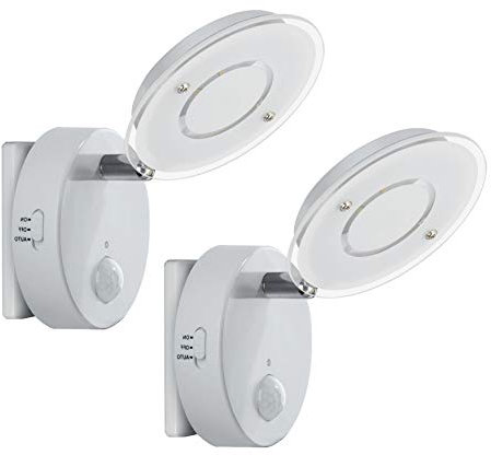 Trango 2er Pack 2636-026 LED Sensor Nachtlicht *NITE* in Weiß mit Automatikfunktion direkt 230V mit Bewegungssensor I Sicherheitslicht I Steckdose Lampe I Wandlampe I Orientierungslicht I Nachtlampe