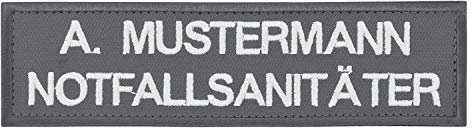 PACOTEX Namensschild bestickt mit eigenem Namen personalisiert Stickschild in vielen Größen und Farben mit Klett (140x35mm, grau)