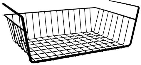 MSV Hängekorb aus Metall-38,5 x 25,5 x 14 cm-Schwarz-Aufbewahrungs-Korb für Küchenschränke Kleiderschränke Unterbauschrank Unterbau-Regal, Metall, Black, 38,5x25,5x14cm
