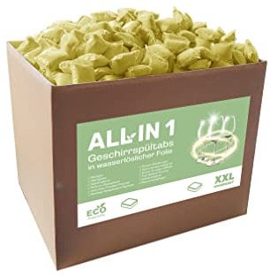 Lot de 165 tablettes de lave-vaisselle 12 en 1 dans un film soluble dans l'eau (3 kg) – Passe au lave-vaisselle – Produit de qualité – Tabs à vaisselle I Tabs de chasse