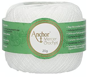 Anchor 4764060-07901 Häkelgarne, 100% Baumwolle, 7901, Stärke 60, 27 Gramm