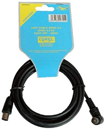 Corel Italy CATV282 CATV CABLE Cavo Antenna Maschio Maschio SPINA - SPINA 90° 9.5mm NERO 3mt
