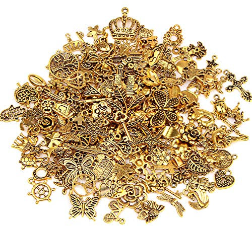 SANNIX Lot de 200 breloques tibétaines en or antique pour bracelets, colliers, pendentifs pour la fabrication de bijoux artisanaux