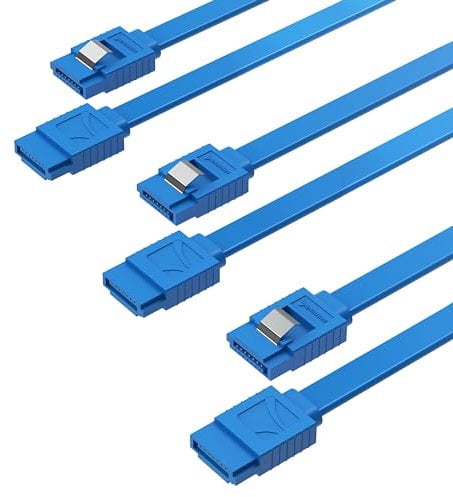 SABRENT Cavo SATA III SSD/HDD Hard Disk interno, Cavo dati SATA 3 (6 Gbit/s), Cavo SATA PC, dritto con linguetta di blocco, per drive HDD/SSD/CD/DVD (Confezione da 3-50 cm) Blu (CB-SFB3)