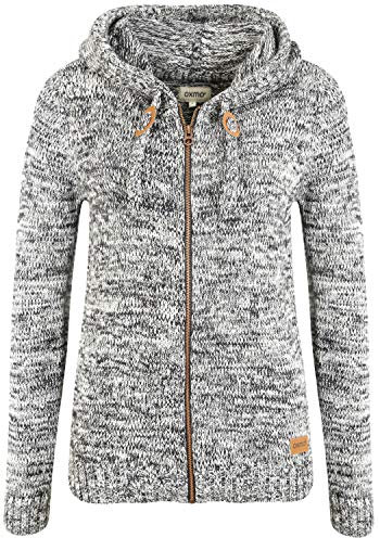OXMO OXPhiladelphia Damen Strickjacke Grobstrick Cardigan mit Kapuze Reißverschluss 100% Baumwolle Regular fit, Größe:M, Farbe:Insignia B (791991)