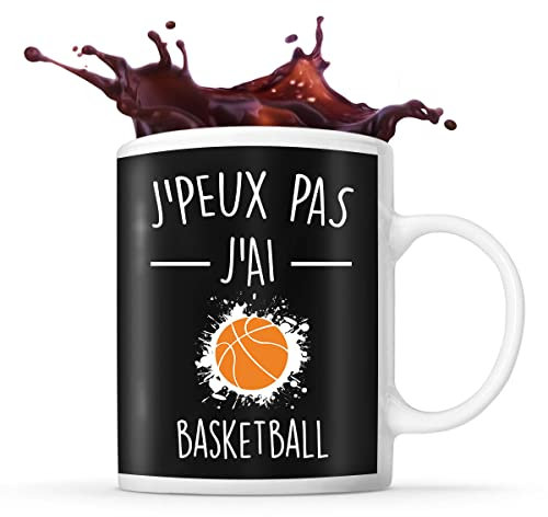 Planetee Mug Basketball | Tasse Cadeau Humour j'peux pas Noir