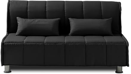 EVERGREENWEB Divano Letto 3 Posti con Materasso Matrimoniale 160x190 Ortopedico, Prontoletto RICHIUDIBILE con Rivestimento SFODERABILE e Lavabile, Coppia Cuscini SUPERSOFT Abbinati color Nero, EVENING