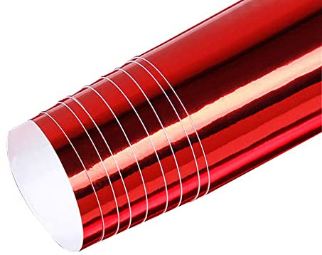 Chrom Autofolie,Asudaro Lackschutzfolien für Auto Autofolie Aufkleber Vinyl Wrap Film Auto Schutzfolie Universal Lackschutzfolie DIY Auto Folie Wasserdichter Anti-UV-Klebefilm 152cm x 20cm,rot