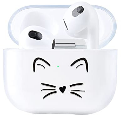 AKABEILA Hülle Kompatibel mit Apple AirPods 3 Hülle Case Silikon Transparent Durchsichtig AirPods 3rd Generation 2021 Schutzhülle Frontseite LED Sichtbar
