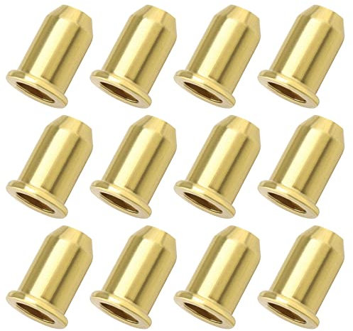 YINETTECH 12 puntali per corde di chitarra, tappi per corde per chitarra, fibbia di montaggio attraverso il corpo, boccola per chitarra elettrica, strumenti musicali, parti dorate