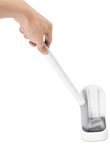 lyrlody Keine Sackgassen-Reinigungsbürste, Golf-Toilettenbürste, Schnell Trocknende Toilettenbürste mit Halter, für Zuhause, Hotel, PP, TPR(Weiß)