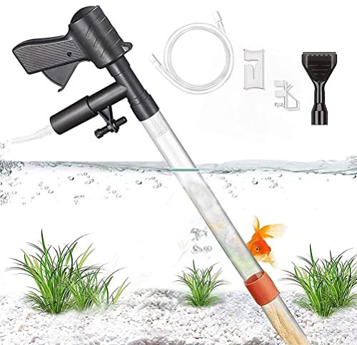 HWGING 5 in 1 Aquarium Mulmsauger Aquarium Vakuum Kies Reiniger Fischbecken Reinigungswerkzeuge Hand Absauger Aquarium Kies Reiniger
