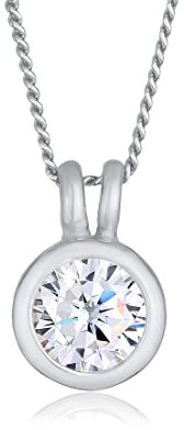 Elli Halskette Damen Solitär Anhänger Rund Klasssich mit Zirkonia Kristall in 925 Sterling Silber