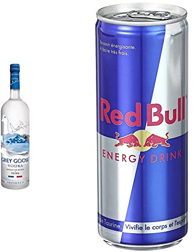 Grey Goose Original Vodka Premium 100cl, 40% & Red Bull Energy Drink Boisson Energisante 24 x 250 ml