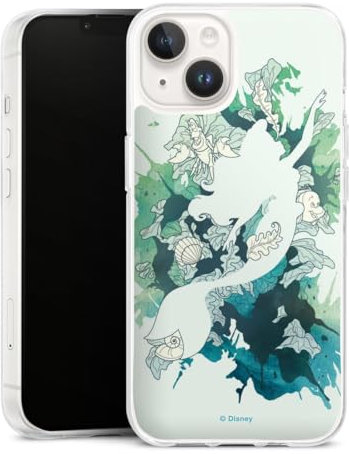Silikon Hülle kompatibel mit Apple iPhone 14 Case transparent Handyhülle Offizielles Lizenzprodukt Disney Princess Arielle