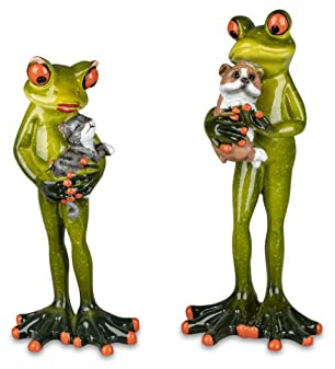 formano 2er Set lustige Frösche mit Haustier 6 cm Figur Froschpaar Künstler Kunst