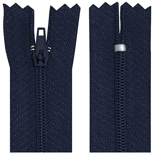 Aerzetix - C63175 - Set di 10 Cerniere Lampo a Spirale N°3 Non separabile 18cm in Nylon - cursore autobloccante in Metallo - Colore Blu Scuro - Abbigliamento Cucito Pantaloni merceria