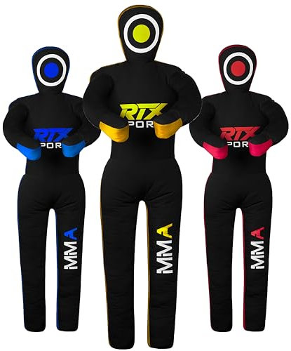 RTX MMA Judo Grappling Dummy – Boxsack für Brazilian BJJ Jiu Jitsu Standposition Wrestling BJJ Dummy für Kampfsporttraining Leinwand Ungefüllt (Yellow - 47)