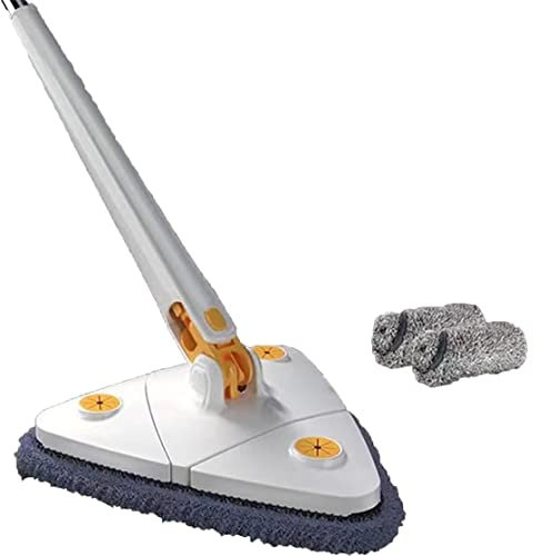 Riusabile Ruotabile Mocio Lavapavimenti Triangolare, Mocio di Ricambio, Autostrizzante Professionale Mocio, Bastone Telescopico per Pulizia per Soffitto Finestra