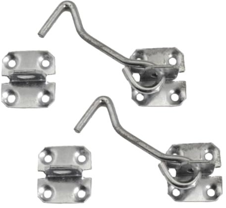 Pack of 2 Cabin Hook and Eye Lock Galvanised Black Shed Gate Door Catch Holder 4 6 8 (Galvanised, 4 Inch)