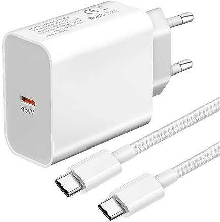 45W Caricatore USB C con Cavo per Samsung S25 Ultra/S23 Ultra/S25 Plus/S24 Ultra/S22/S21 FE,A56 A36 A26 A55 5G A54 A34 A53 A35 A33 A23 Galaxy Note 20,Z Fold 4 5 6 Caricabatterie Spina Presa Ricarica
