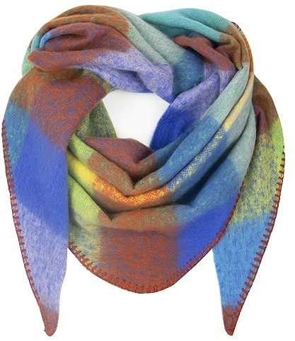 Glamexx24 XXL Schal Damen Halstuch Unisex Poncho Dreieckige Form Trendfarben Winterschal Kariert Viele Variationen