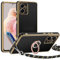 Coque avec Cordon pour Xiaomi Redmi Note 12 4G, Étui avec 360 Rotatif Anneau Support TPU Souple Silicone Housse Amovible Collier Téléphone Portable Lanyard Case, Noir
