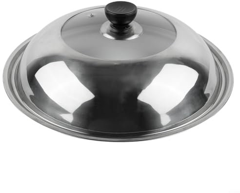 Zoegneer Edelstahl-Wok-Abdeckung, Bratpfannendeckel verhindert Ölspritzer, effiziente Dampfkontrolle, Pfannendeckel, Gemüsedeckel (30 cm)