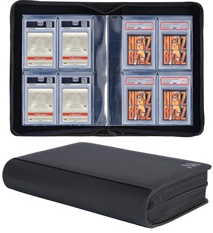 MORABTO Abgestuftes Kartenbuch, für 40 abgestufte Karten, 4 Taschen für PSA, hochwertiger Kartenhalter mit Hüllen, Schwarz