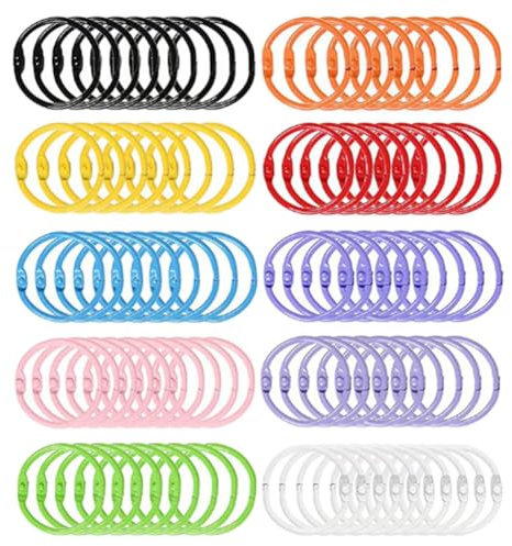100 Stück 30mm Buchringe, Buntes Buch Binder Set Metall Ring Binder Loseblatt Verbinder für Scrapbook Fotoalbum Büro, Schule oder Zuhause
